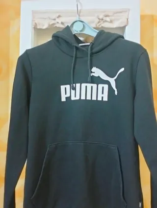 Felpa Puma nera con logo bianco