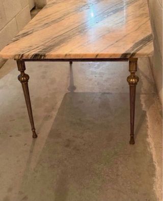 Mesa de Mármol y Metal Vintage