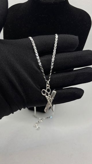 Collar Plata 925 Tijeras y Peine