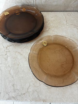 Juego Platos Duralex Ondas Vintage Marrón
