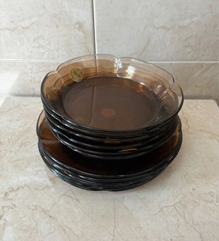 Juego Platos Duralex Ondas Vintage Marrón