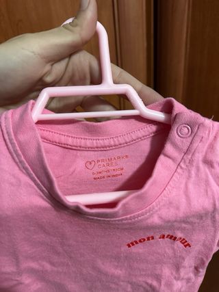 Camiseta bebé rosa mon amour
