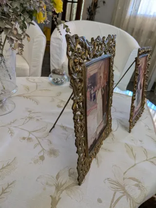 Pareja Marcos Latón Vintage Barroco