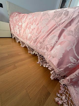 Copriletto Raso Rosa Floreale