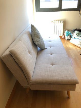 Sofá Cama gris con Topper Antialérgico