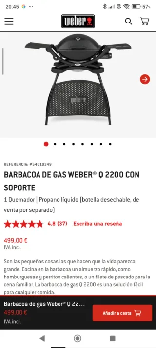 Barbacoa Weber Negra Q2200