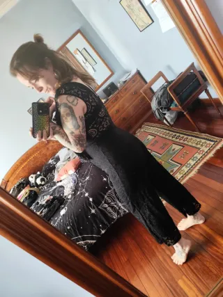 Mono Negro Fiesta Encaje Talla M