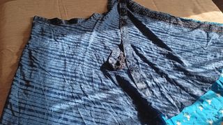 Saia fantasia cruzada azul e branca