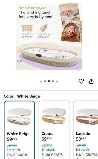 Cesta cambiador bebé con colchón