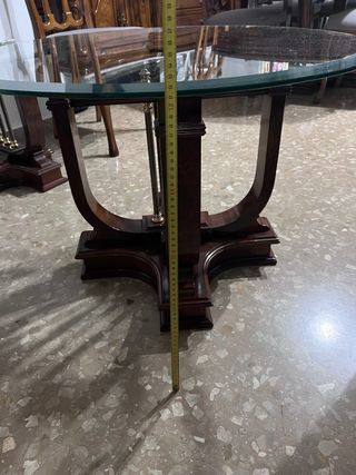 Mesa de centro madera maciza y cristal