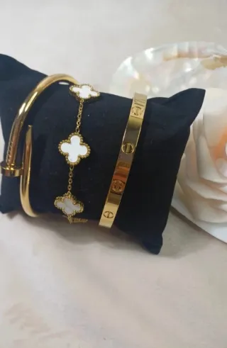 Conjunto 3 Brazaletes Chapado Oro 18k