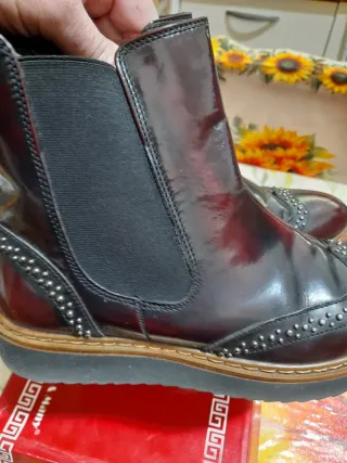 Stivaletti pelle bordeaux/nero 38