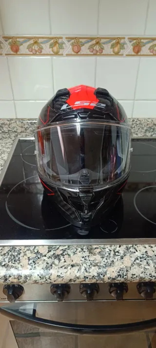 Casco LS2 Carbono Negro/Rojo