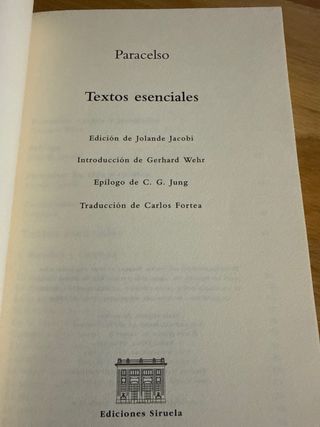 Paracelso: Textos esenciales. Siruela
