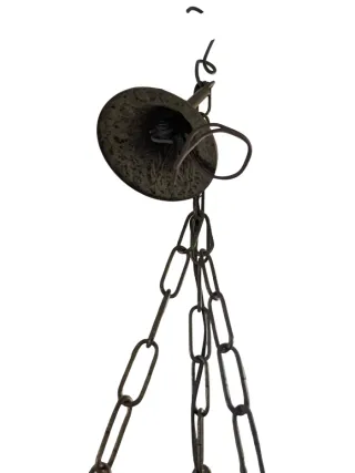 Lampadario lanterna ottone e campana vetro opaline