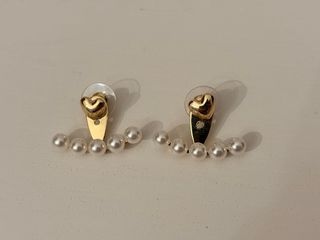Pendientes Corazón Perlas Dorados