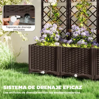 Jardinera Plástico con Enrejado Marrón