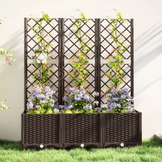 Jardinera Plástico con Enrejado Marrón