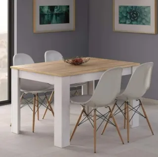 Mesa de comedor extensible madera blanco-roble