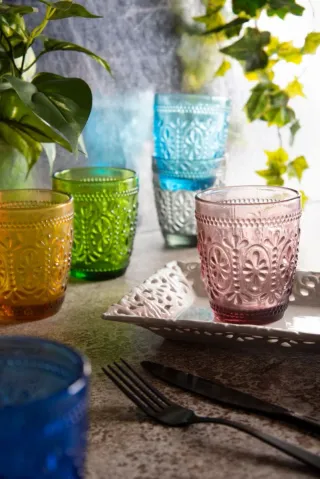 Set 6 Bicchieri Vetro Colorati