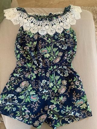 Tuta corta Airisa blu con pizzo tg M