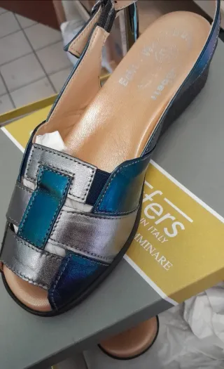 Sandali donna n.37 blu e argento
