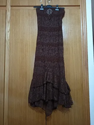 Vestido fiesta palabra de honor marrón T.M