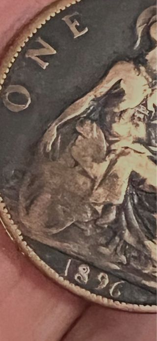Moneda 1 Penny Británica Antigua 1896