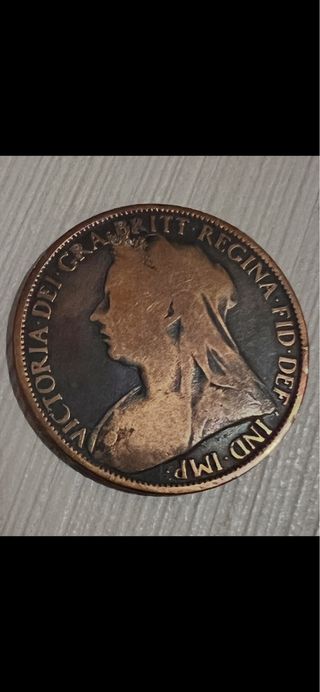 Moneda 1 Penny Británica Antigua 1896