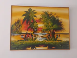 Cuadro al óleo tropical original de punta cana