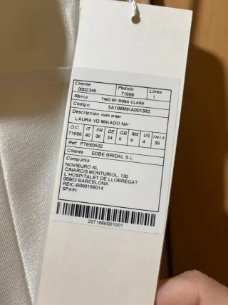 Vestido de Novia,cn etiqueta