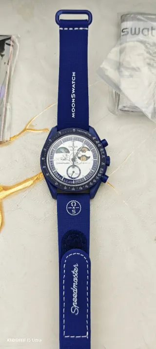 Omega Speedmaster Reloj Azul y Blanco