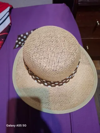 Sombrero de paja mujer beige y amarillo