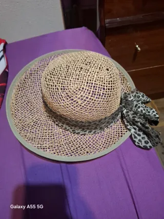 Sombrero de paja mujer beige y amarillo