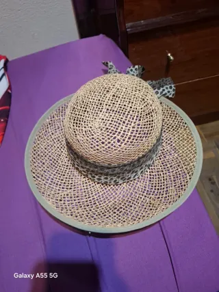 Sombrero de paja mujer beige y amarillo