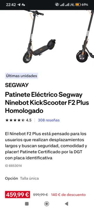 Patinete eléctrico Segway Ninebot F2 Plus