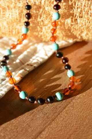 Collare per Bambini in Ambra e Turchese