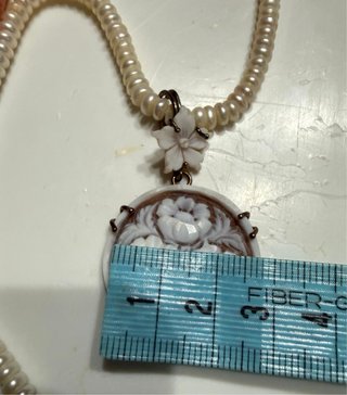 Gioielli Collana Perle Ciondolo Cameo Floreale