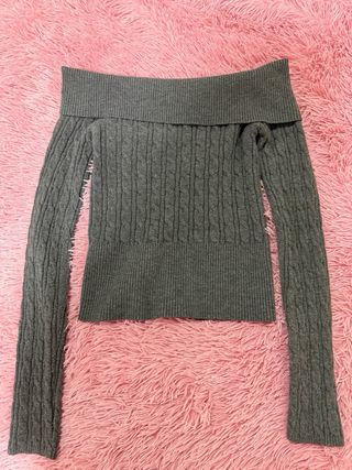 Jersey gris cuello escotado cremallera