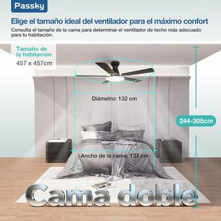 Ventilador Techo 132cm + Mando + Luz 24W