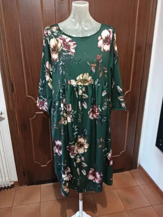Maxi abito fantasia floreale verde