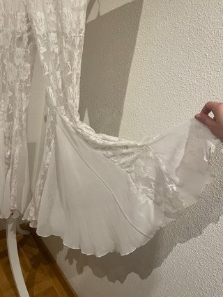 Pantalón de encaje blanco campana