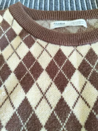 Jersey vintage rombos beige y marrón