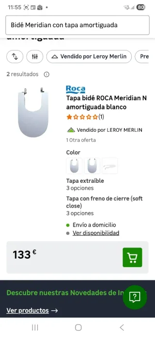 Bidé Roca Meridian con Tapa Amortiguada