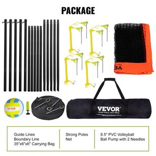 Red de Voleibol de 4 Vías, Conjunto de Red de Badminton de Altura Ajustable para Patio, Playa y Césped, Red de Voleibol Portátil al Aire Libre con Bolsa de Transporte, Conjunto de Juego de 4 Cuadr...