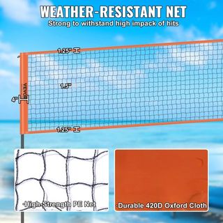 Red de Voleibol de 4 Vías, Conjunto de Red de Badminton de Altura Ajustable para Patio, Playa y Césped, Red de Voleibol Portátil para Exterior con Bolsa de Transporte, Conjunto de Juego de 4 Cuadr...