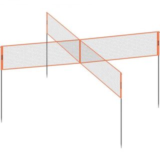 Red de Voleibol de 4 Vías, Conjunto de Red de Badminton de Altura Ajustable para Patio, Playa y Césped, Red de Voleibol Portátil para Exterior con Bolsa de Transporte, Conjunto de Juego de 4 Cuadr...