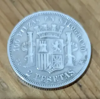 Moneda 2 Pesetas Plata 1870