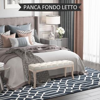 Banco de Dormitorio Vintage con Botones, Banco Tapizado con Patas de Madera para Entrada, Pasillo y Sala de Estar, 110X40X48Cm, Beige
