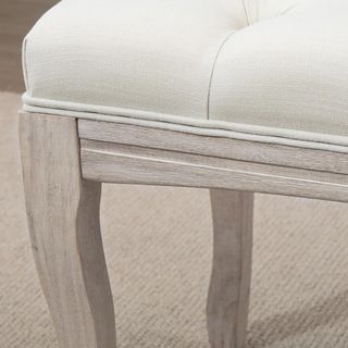 Banco de Dormitorio Vintage con Botones, Banco Tapizado con Patas de Madera para Entrada, Pasillo y Sala de Estar, 110X40X48Cm, Beige